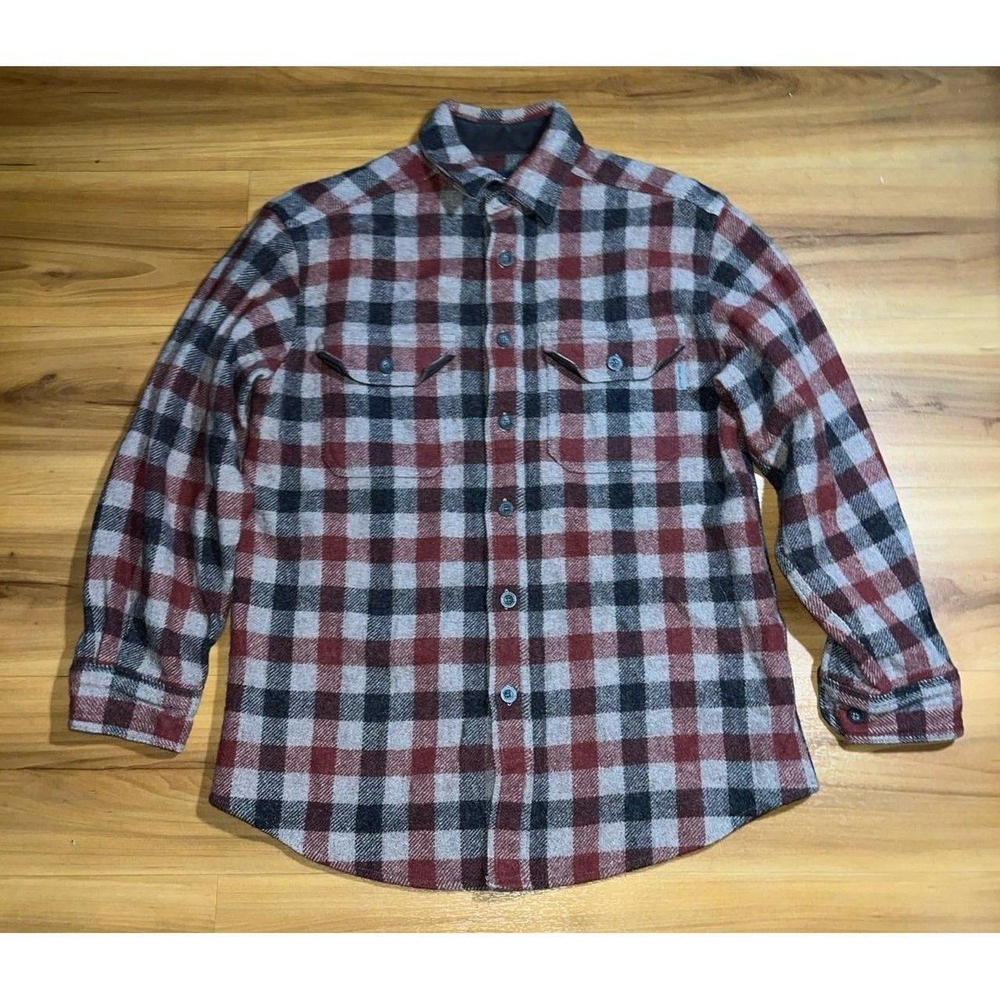 Vintage Woolrich Rusti Buffalo Check 413 Wool Blend Plaid ButtonUp Flannel Shirt
